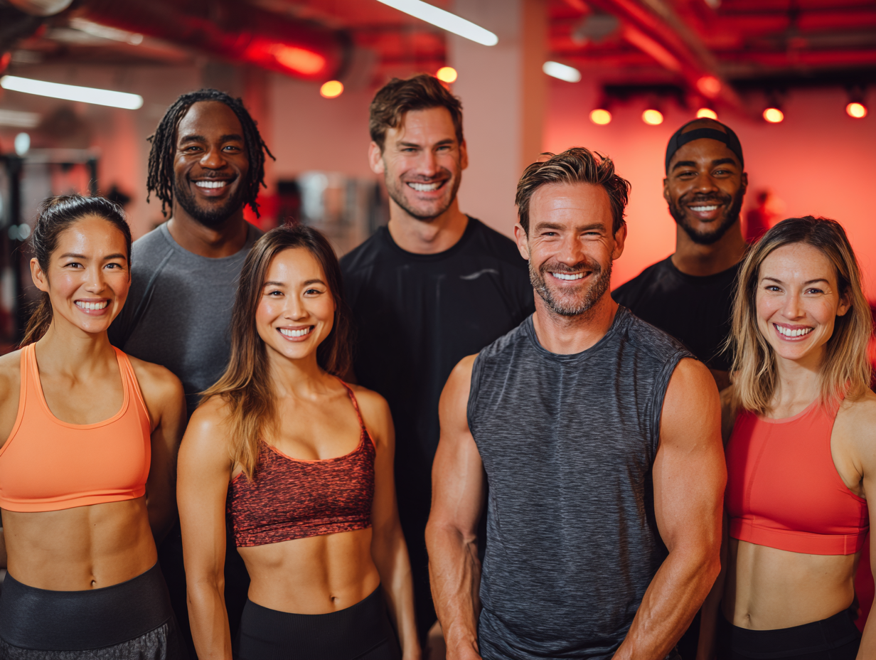 Енергійна група людей після тренування